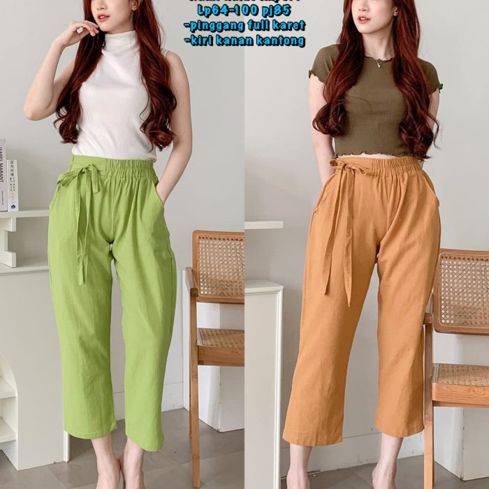 Ready Stock Celana Wanita Linen Rami Halus Import 43901