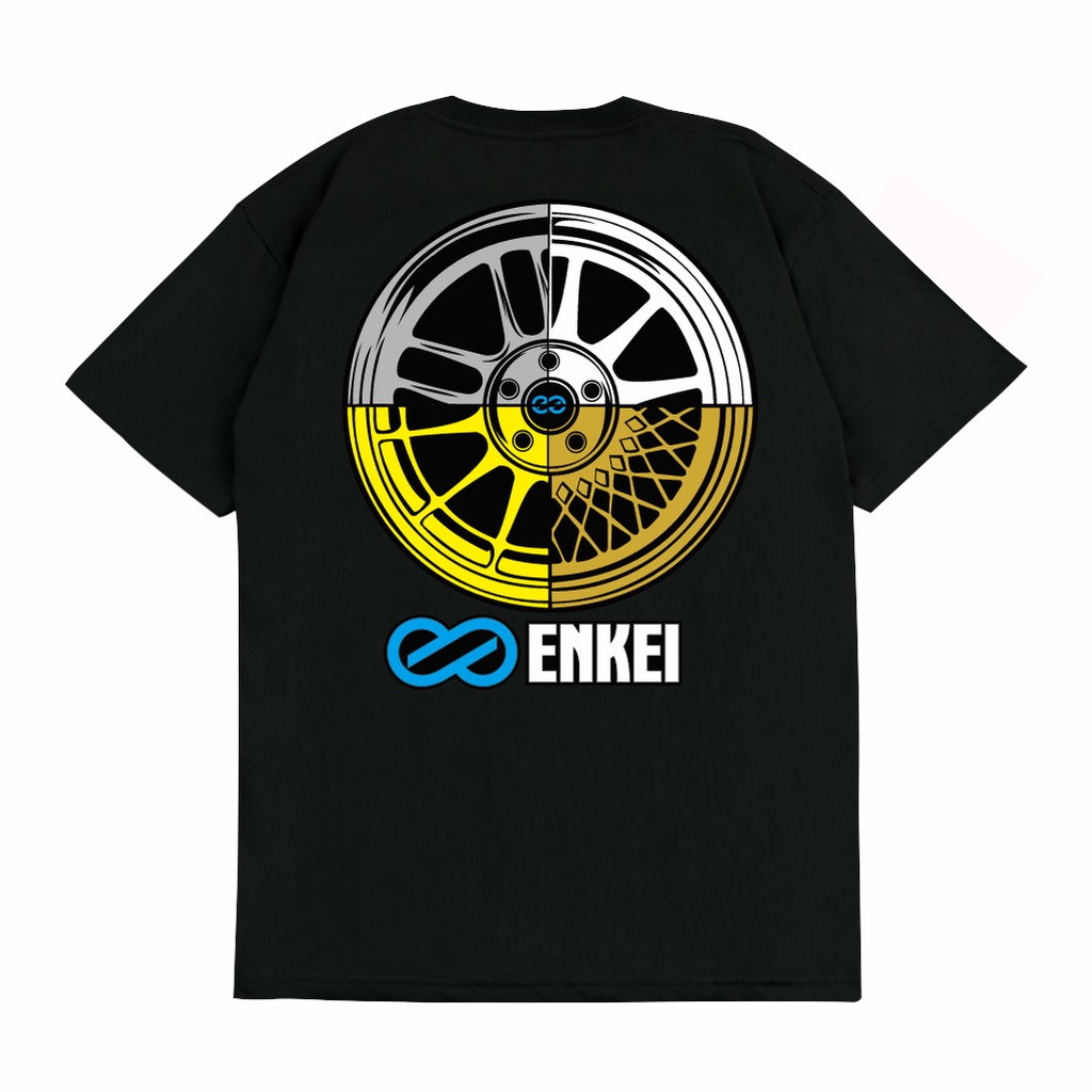 SAKAZUKI Kaos Baju Distro T shirt Unisex Gambar Logo Original Otomotif Mobil Velg Pelek ENKEI WHEELS