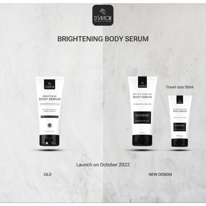 (Mini Travel size BARU) NEW D'SAVIOR BODY SERUM BRIGHTENING FOR ALL SKIN TYPE DSAVIOR 50 ml 50ml 5% Niacinamide D'Savior