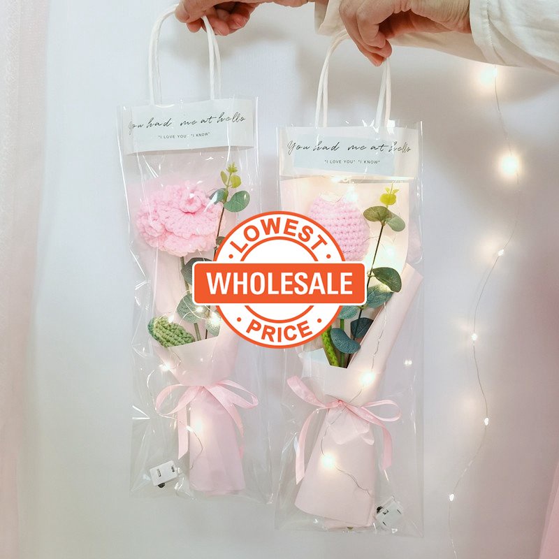 [Grosir] Packaging Wrapping Bag Kemasan Bekal Pernikahan Ulang Tahun PVC Buket Bunga DIY Florist Dekorasi Tote Panjang Tas Bening Transparan Hadiah Valentine Hari Portable