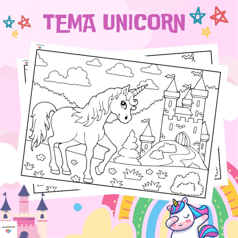 

kERTAS MEWARNAI / KERTAS GAMBAR / UNICORN /KERTAS MEWARNAI ANAK PAUD TK SD / A4