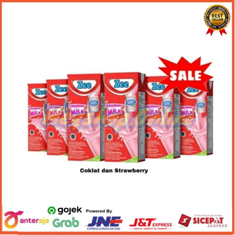 Susu Zee UHT  200mL x 24pcs ( 1 karton ) rasa coklat dan strawberry
