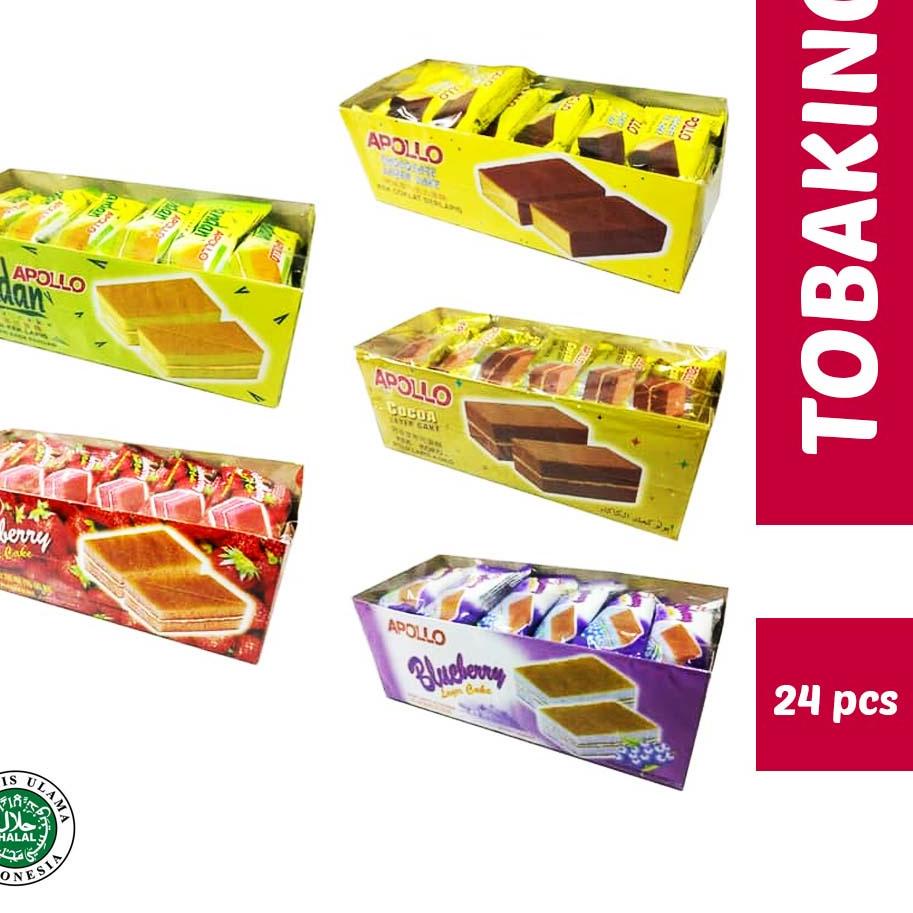 

ヿ Apollo Layer Cake Bolu Lapis Chocolate Pandan Blueberry Strawberry 24 biji Kek Lapis Cokelat Stroberi ぷ