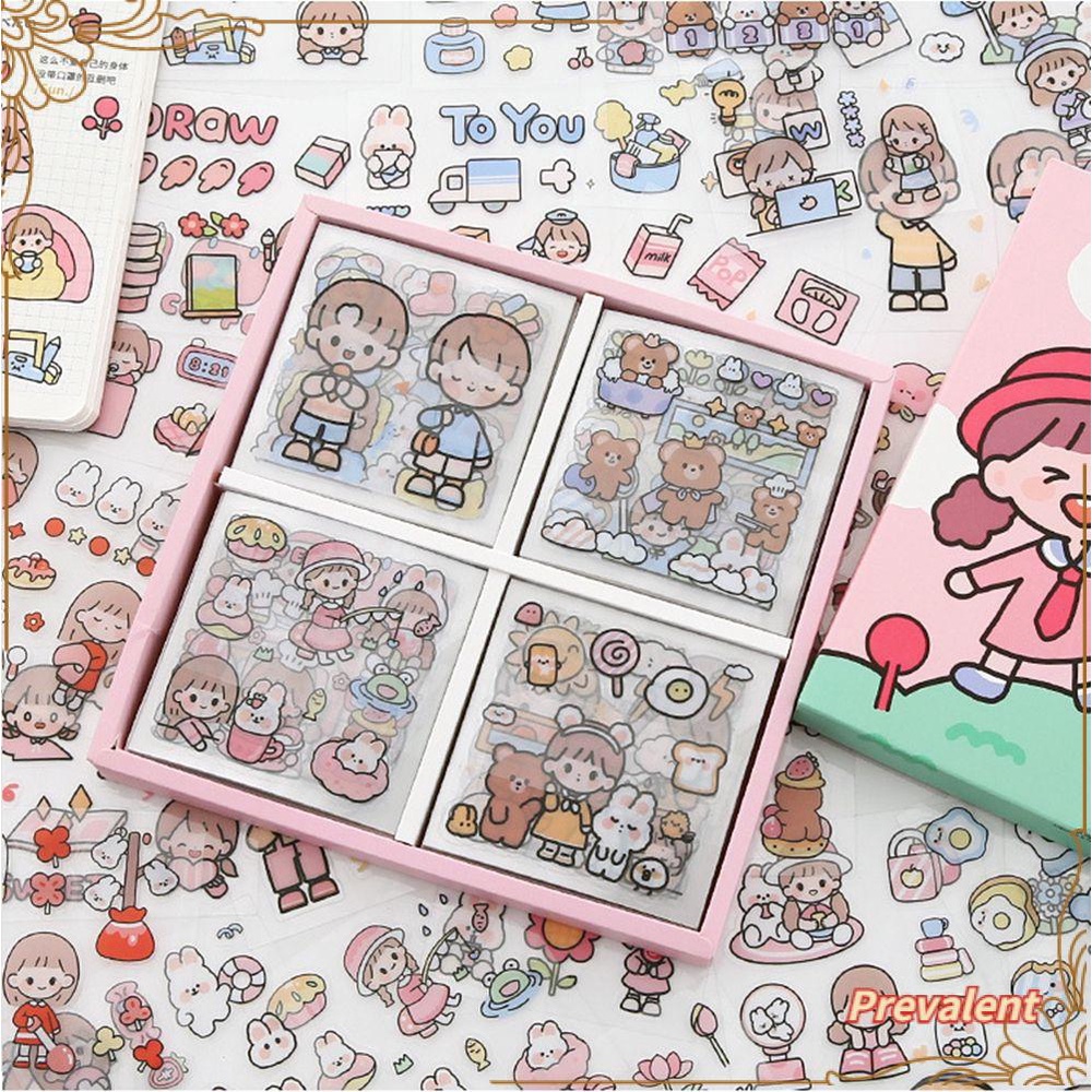 Preva 20pcs Stiker PET Kreatif DIY Hias Notebook Alat Tulis Kelinci Gadis