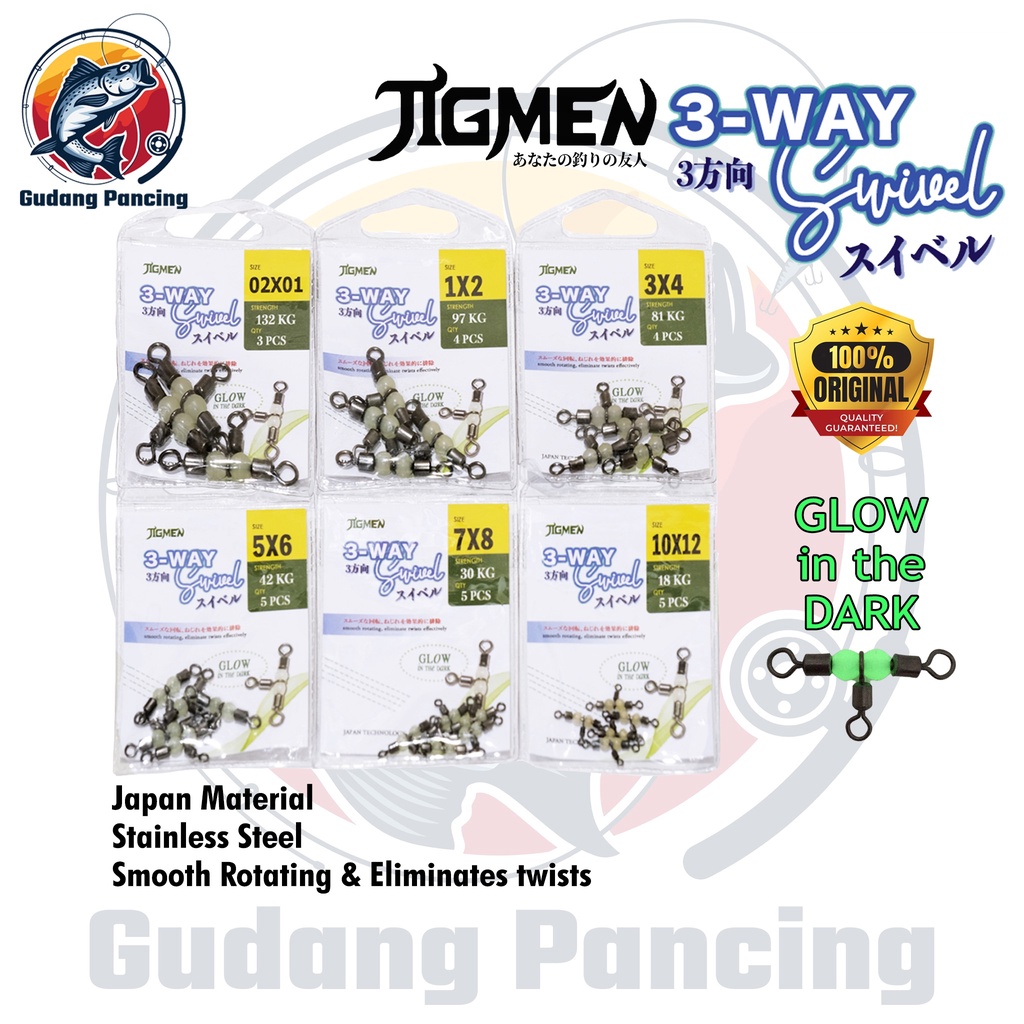 JIGMEN Kili Kili Pancing Cabang 3 Three Way Swivel Glow In The Dark Menyala Dalam Gelap