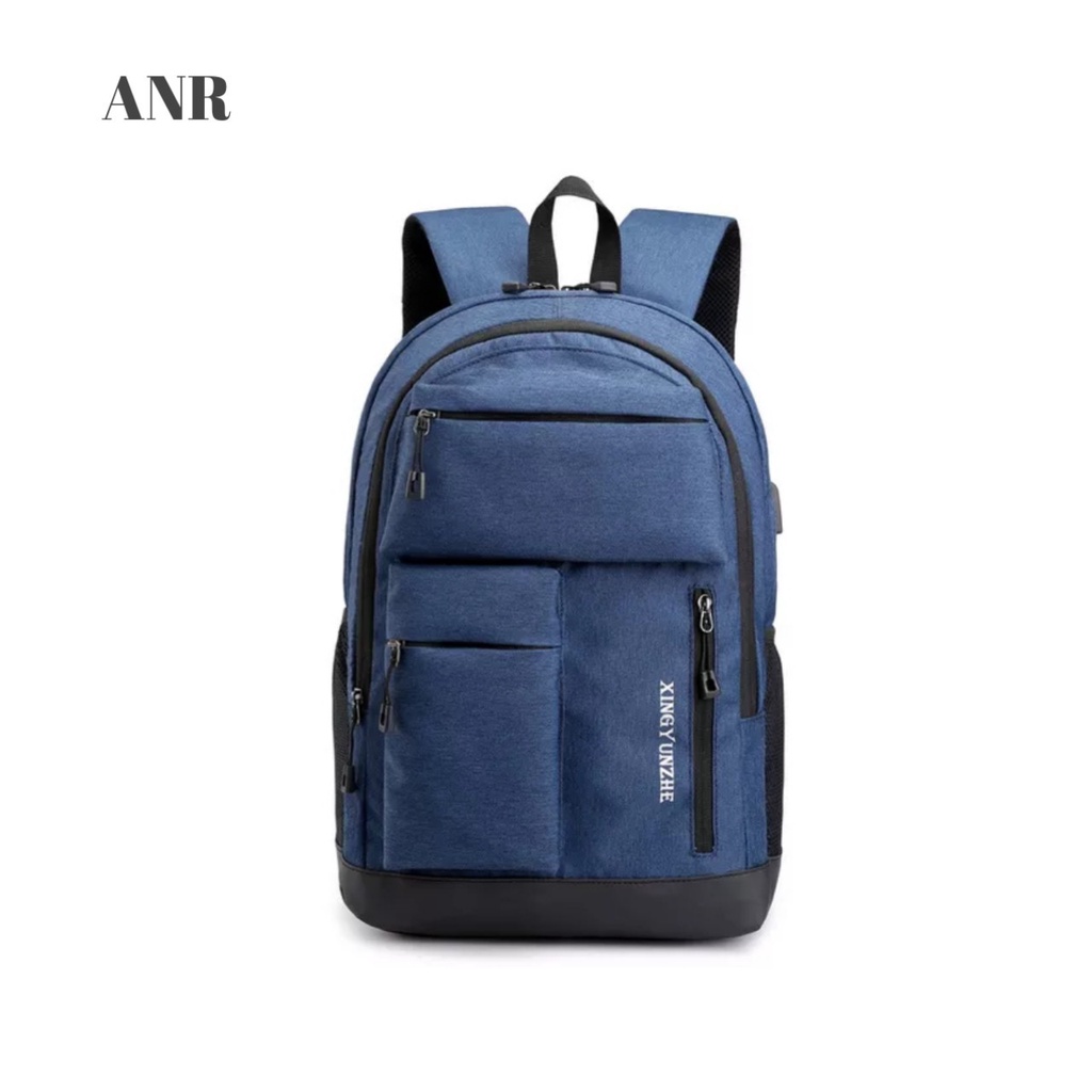 RANSEL BACKPACK KERJA KANTOR KULIAH SEKOLAH SD SMP SMA KANVAS POLOS HITAM NAVY ABU KAPASITAS BESAR MUAT LAPTOP