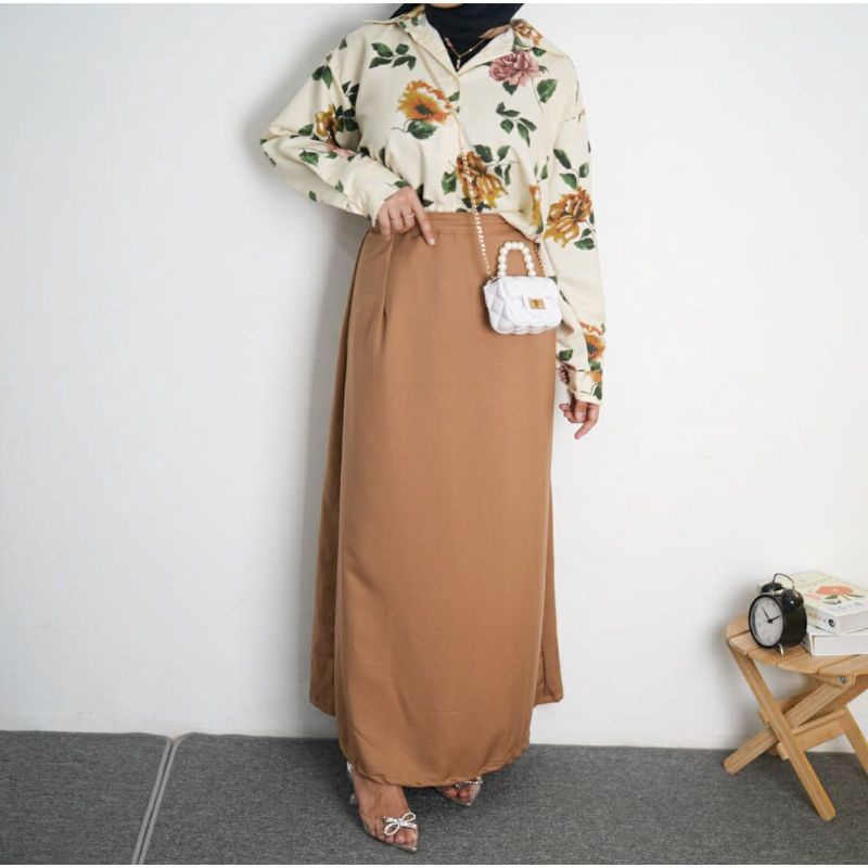 ROK PLAIN A LINE SKIRT - GAMAR SHAKILA POLOS TERSEDIA SIZE JUMBO