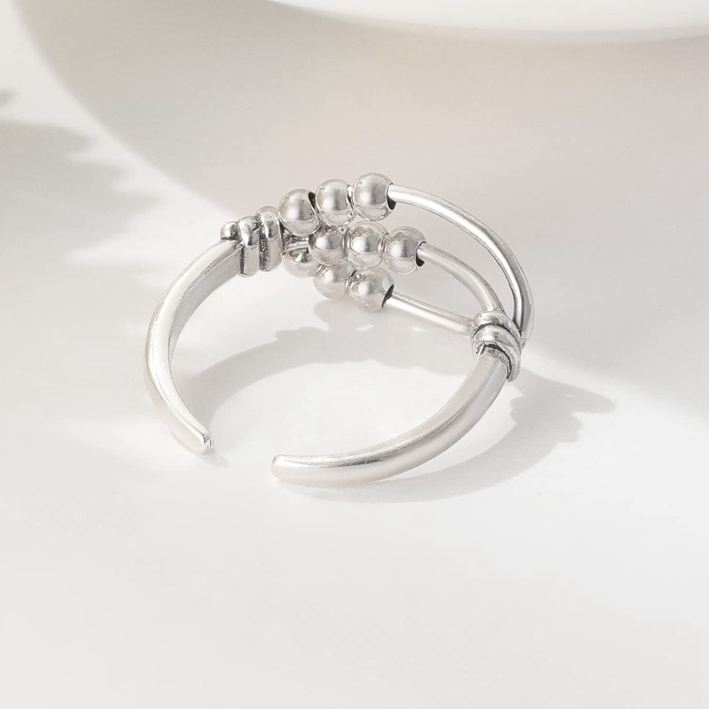 Cincin Kecemasan Pembukaan Yang Dapat Disesuaikan Fidget Ring Dengan Manik Perhiasan Penghilang Stres Cincin