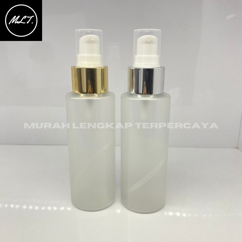 BOTOL RF 100ML FROSTED PUMP TREATMENT GOLD SILVER HALF CAP PET BOTOL PLASTIK FROSTED 100 ML GOLD SILVER