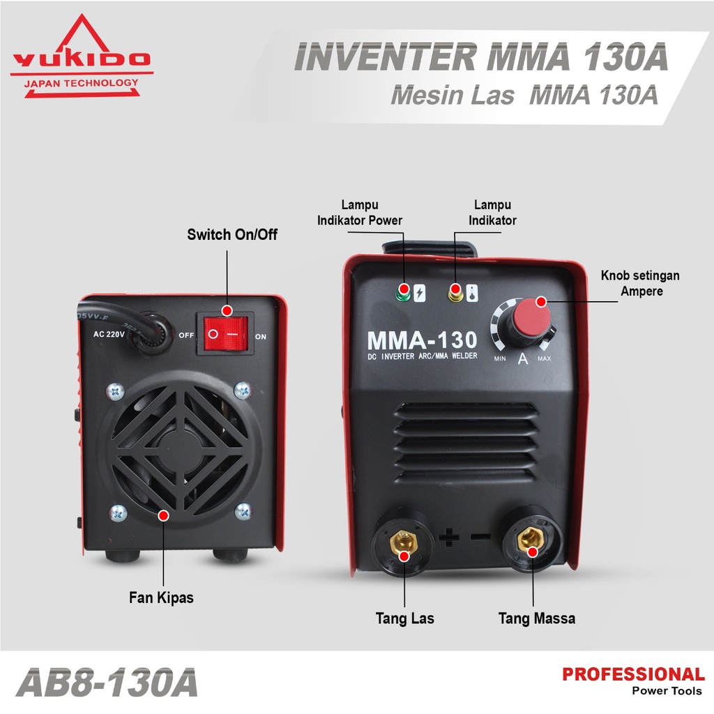 Mesin Las YUKIDO Inverter MMA 120 IGBT 400+ watt / Mesin las / Mesin trafo las / welding