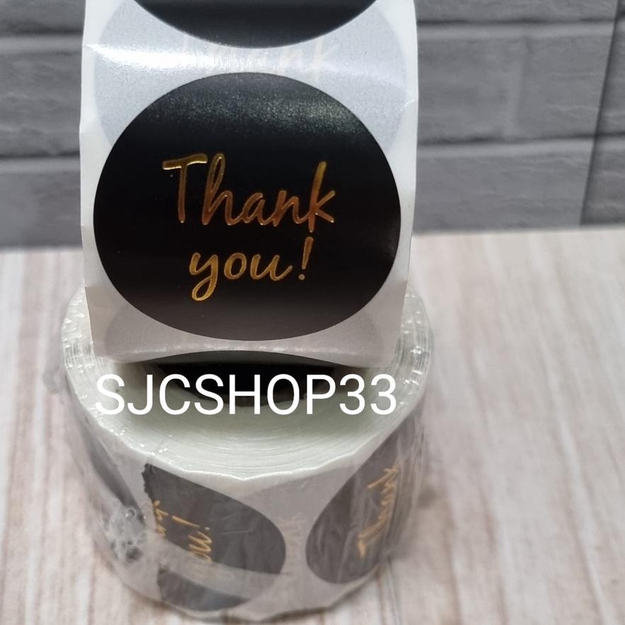 

Kirim LANGSUNG 1 roll isi 350 ukuran 3,8 cm sticker label thank you hitam gold``