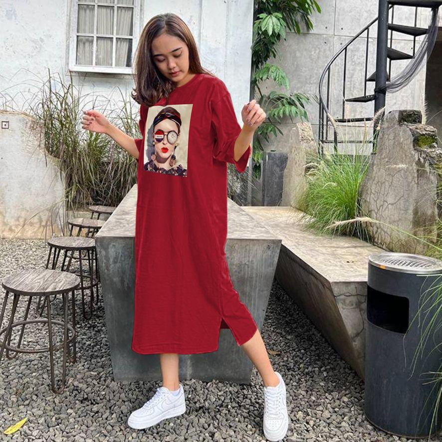 BAJU DRESS OVERSIZE TUNIK PREMIUM DTF CEWEK BANDO / DIGITAL PRINT
