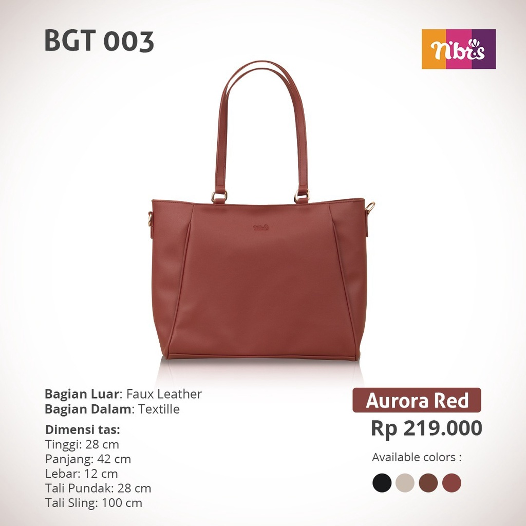 Nibras Bag BGT 03 Bahan Faux Leather mix Textile Tas Nbrs Terbaru Simpel Modern kekinian