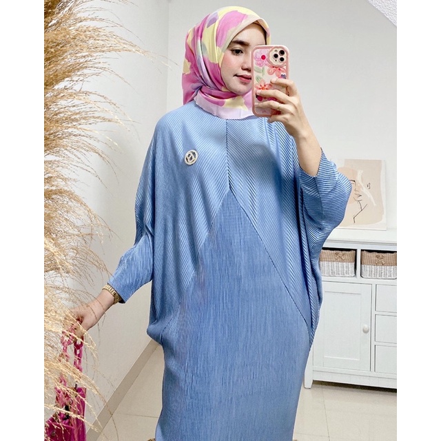 Aqila batwing pleats dress / dress batwing plisket / kaftan plisket