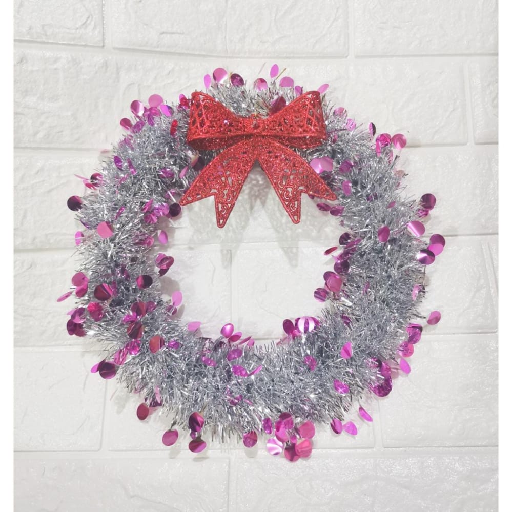 KRANS MERRY CHRISTMAS PREMIUM Dekorasi Karangan Bunga Pintu Natal Rangkaian Ring Marry Christmas Hiasan Garland X MAS WREATH 50 CM XMAS