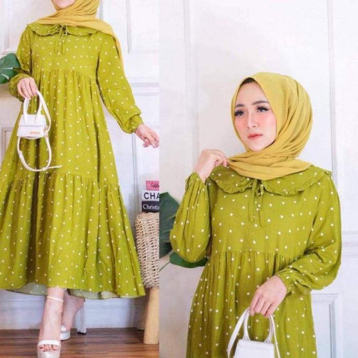 ✓ MIDI DRESS POLKA / DRESS MIDI RAYON POLKADOT / KANIA MIDI DRESS