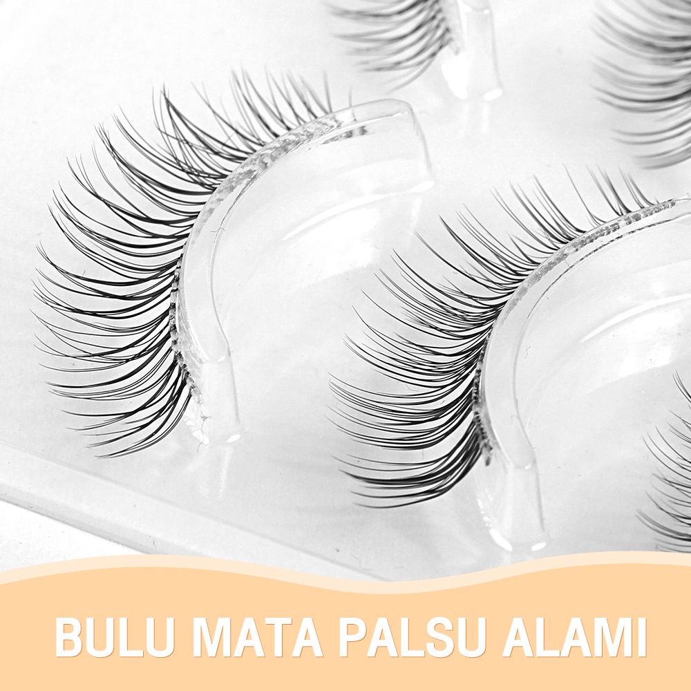 MAANGE 3 Pasang/Set Lengka Bulu Mata Palsu False EyeLashes Extension 3D Natural Paket Super Lembut Premium Lentik Grosir