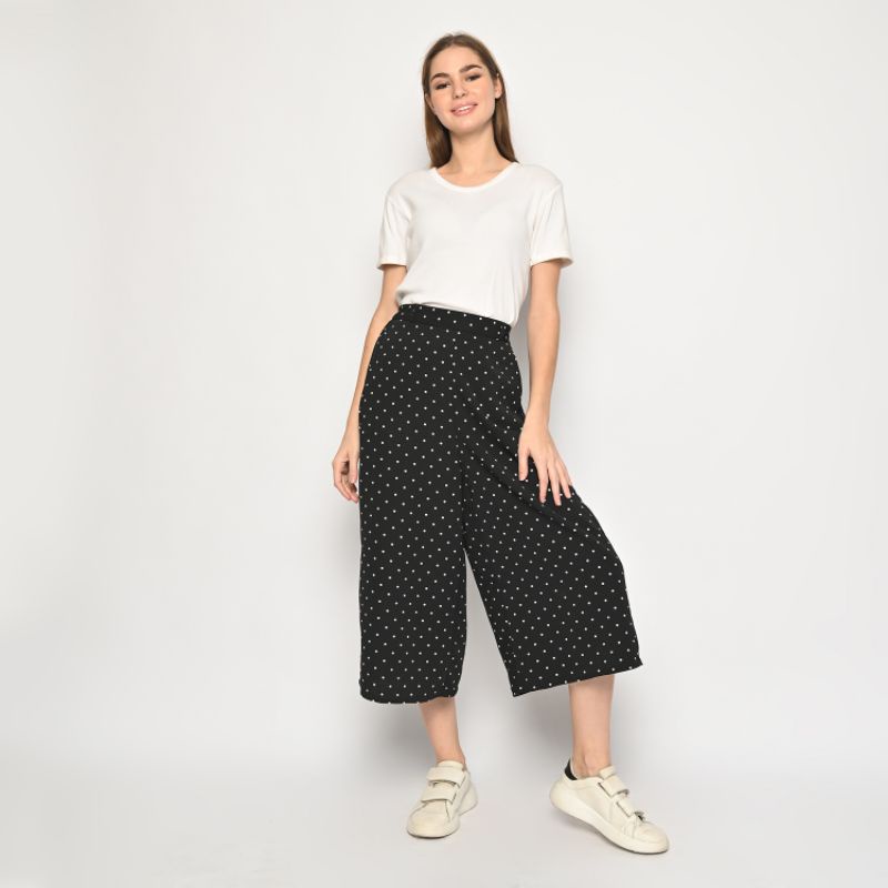 Kulot Polka Hitam - Celana Panjang Wanita - Cullote Pant PA63