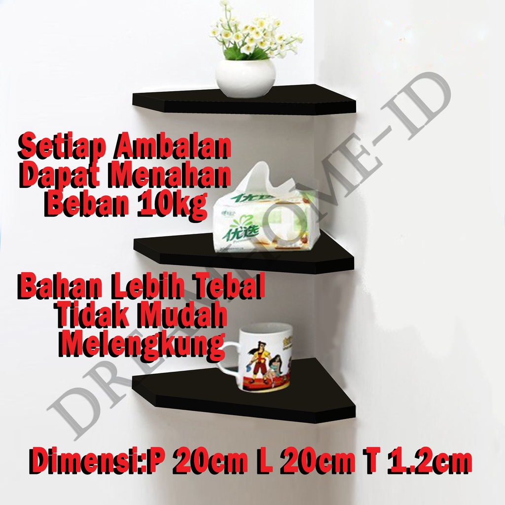 rak ambalan dinding sudut minimalis AD20 / rak dinding sudut / rak hiasan sudut / ambalan dinding su