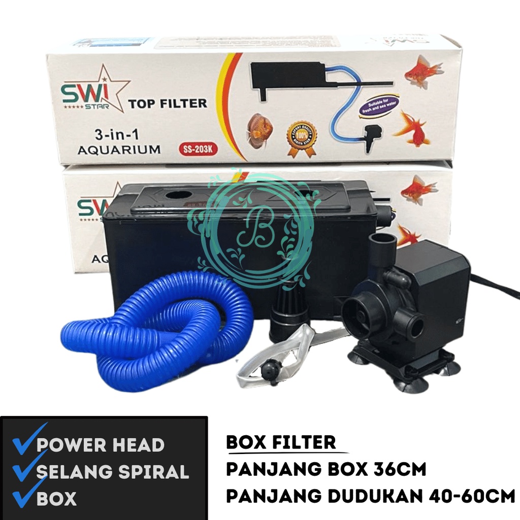 SWI STAR SS-303K SS 303 K SET TOP BOX FILTER ATAS AQUARIUM LENGKAP Paket Kotak Filtrasi Talang Komplit Akuarium Aquascape