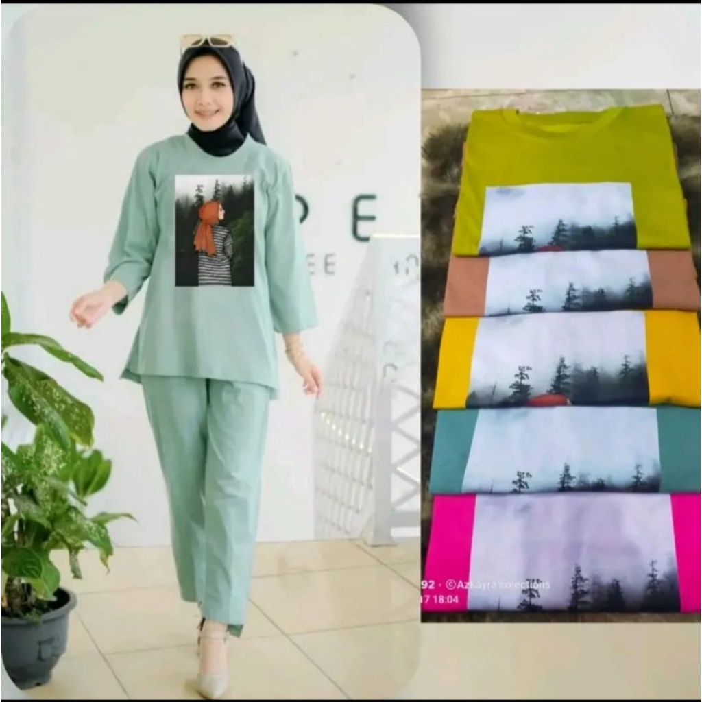 Setelan gambar sablon crinkle airflow terbaru viral/one set crinkle moderen tren kekinian