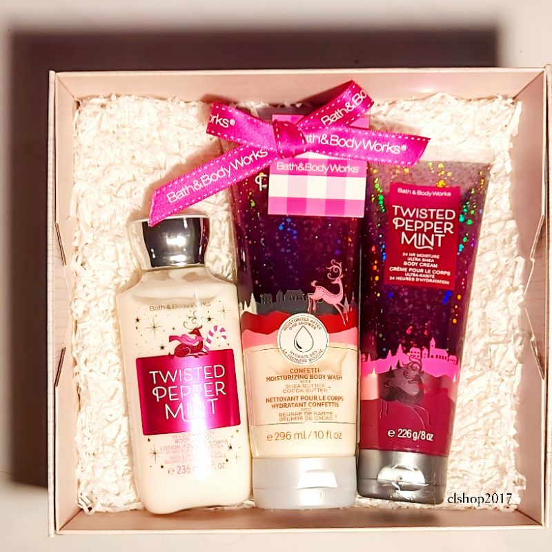 BATH &amp; BODY WORKS BBW TWISTED PEPPERMINT PAKET GIFTSET HAMPERS FOR VALENTINE MOTHERS DAY CHINESE LUNAR NEW YEARS EVE EID MUBARAK LEBARAN IDUL FITRI 2IN1 3IN1 4IN1 5IN1 6IN1 7IN1