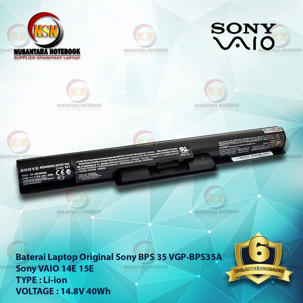 Baterai Original Sony VGP-BPS35A Black 14.8V 40Wh