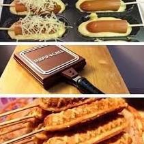 ((Code)-K14O♫♪) Cetakan Kue Sate Wafel Satay Waffle Double Side Pan Happy Call top produk