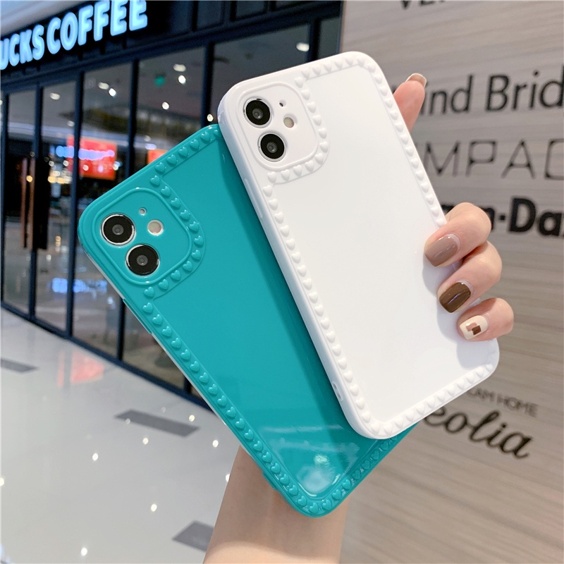 Casing Ponsel Bahan Silikon Warna Permen Untuk IPhone 14 Pro Max11 12 13 Pro X XR XS Max7 8 Plus Bingkai Love Hati Lucu Soft Cover