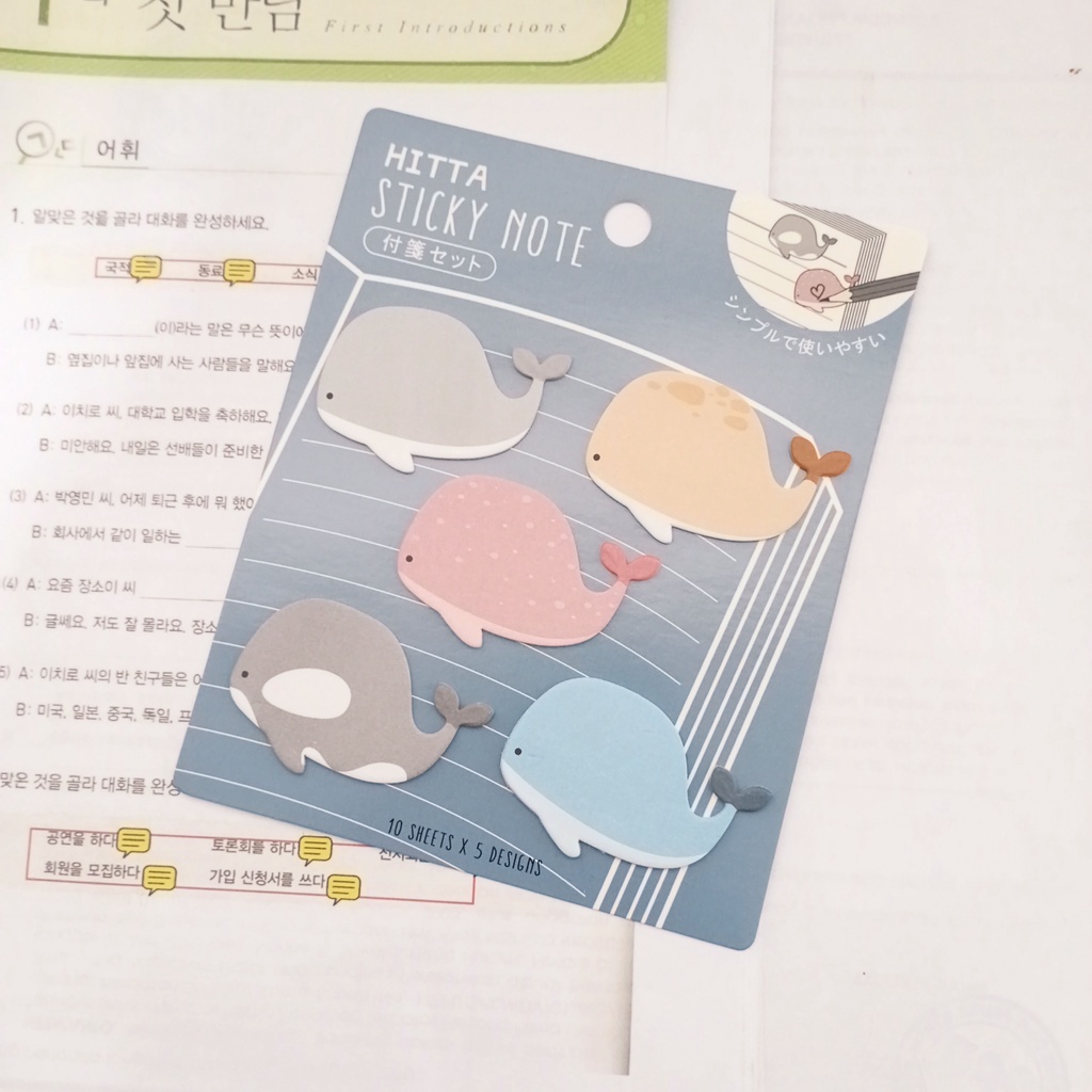 Yamata Sticky Notes Post it Karakter Mini Hewan Paus Kucing Domba Beruang Indeks Memo Pad Catatan Tempel untuk Melakukan Daftar Perencana Stiker Halaman Bendera Dekorasi Alat Tulis Lucu Perlengkapan Sekolah