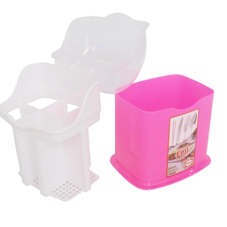 ((S-1-6 ✔> SHINPO Tempat Sendok / Garpu Plastik 6 Sekat Dengan Tutup Fiji Cutlery Holder SPO-SIP-615