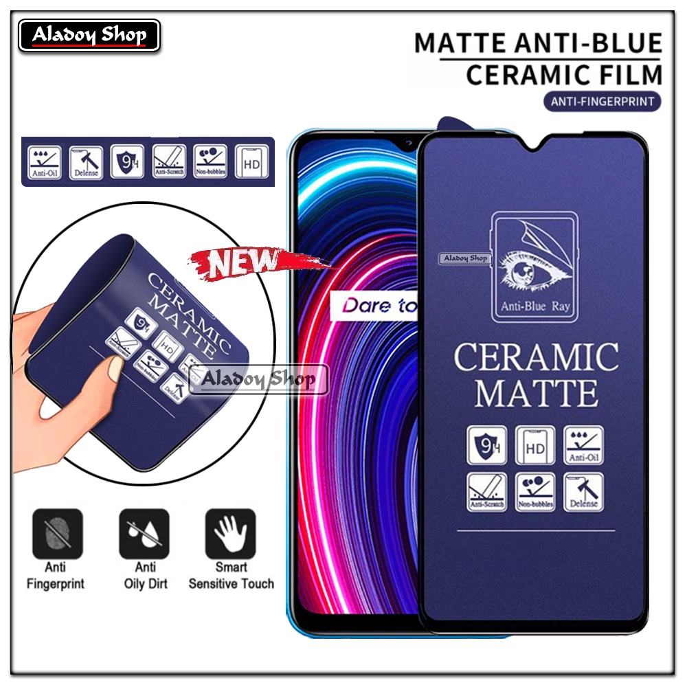 PAKET 3IN1 Anti Gores Blue Matte Anti Glare Realme C25Y + Tempered Glass Camera dan Skin Carbon