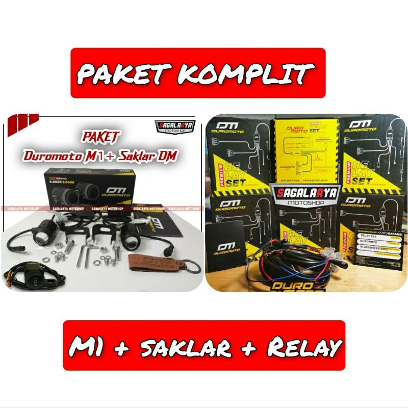 PAKET KOMPLIT LAMPU DUROMOTO M1 SAKLAR DAN RELAY SET ORIGINAL DM M 1