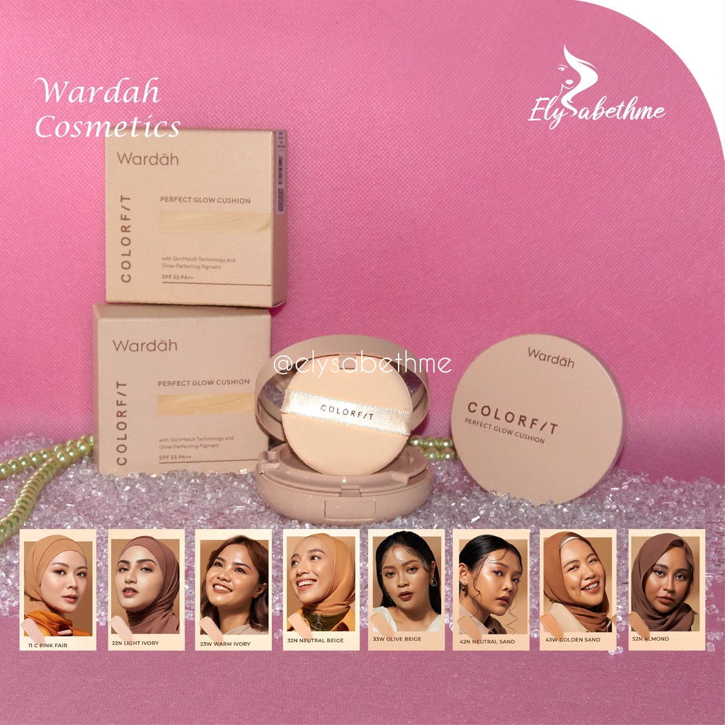 ✿ELYSABETHME✿ Wardah Colorfit Perfect Glow Cushion hasil natural untuk harian full coverage