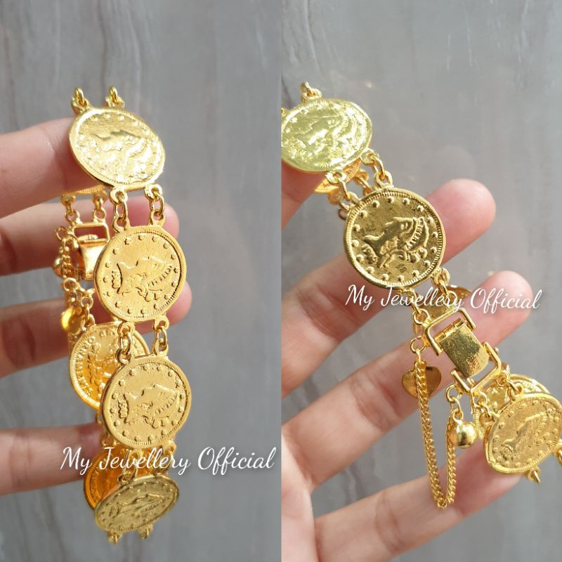 Gelang Koin Replika Emas 24k Mas Penang