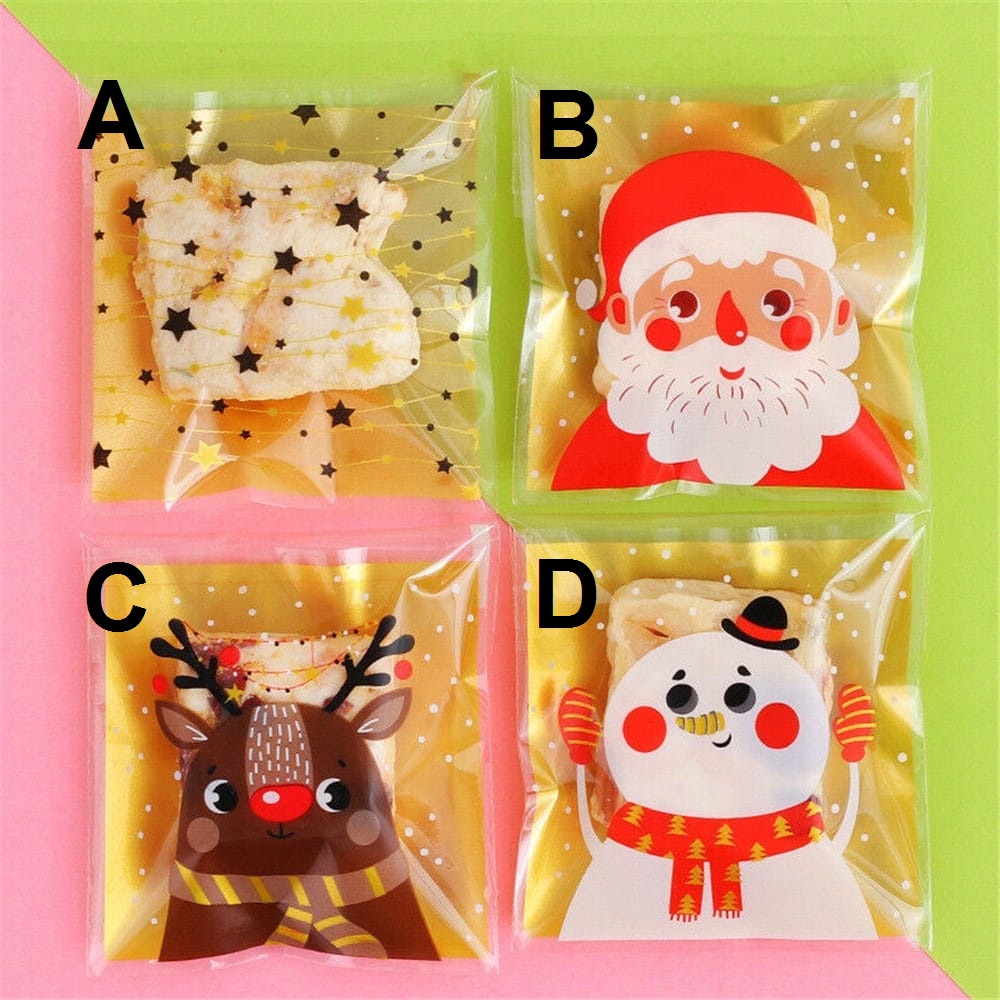 

kemasan cookies plastik opp seal 7x7 packing motif karakter Natal 1 pack