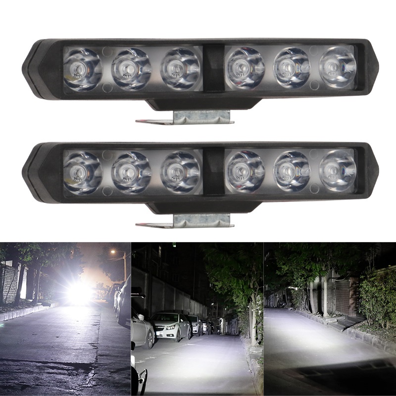 2Pcs DRL Strobo 6LED Lampu Depan Sepeda Motor Lampu Sorot Tambahan Kecerahan Tinggi Lampu Kendaraan Listrik Skuter Dimodifikasi Lampu