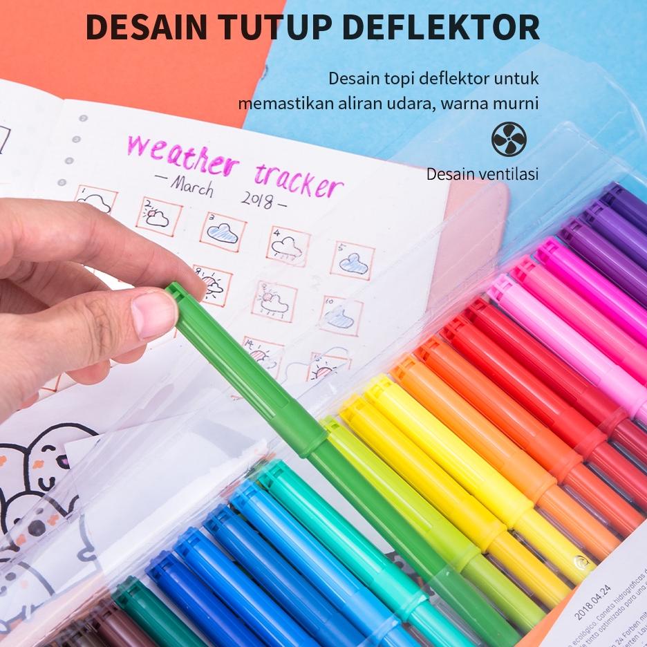 

[S-AC]♣☛ Deli Spidol Warna - Felt Pen dapat dicuci 1.0mm 12/18/24 Warna EC10023 terviral