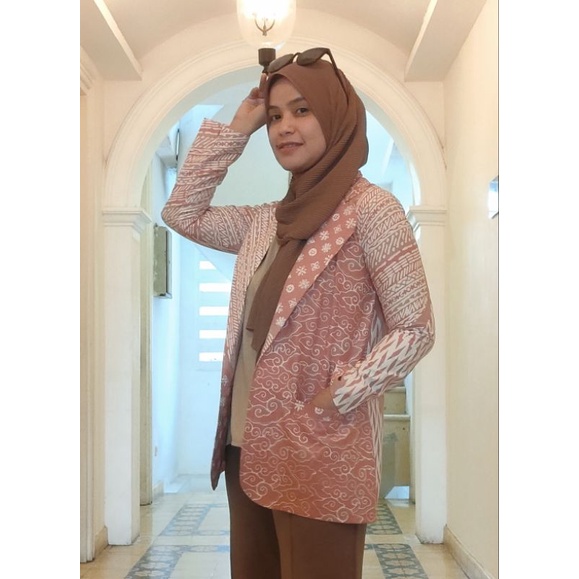 Naora blazer batik full furing trikot batik cap batik kantor