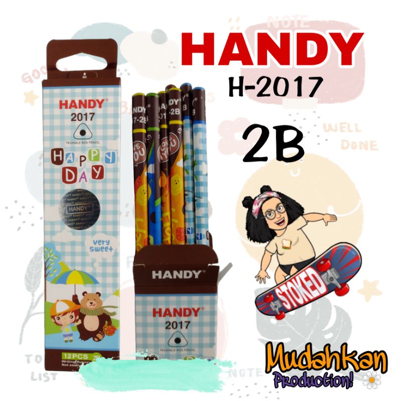 

HANDY PENSIL 2B H-2017 [ 1 BOX ISI 6 ] [ 1 BOX ISI 12 ] PENSIL COKLAT / PENSIL LUCU
