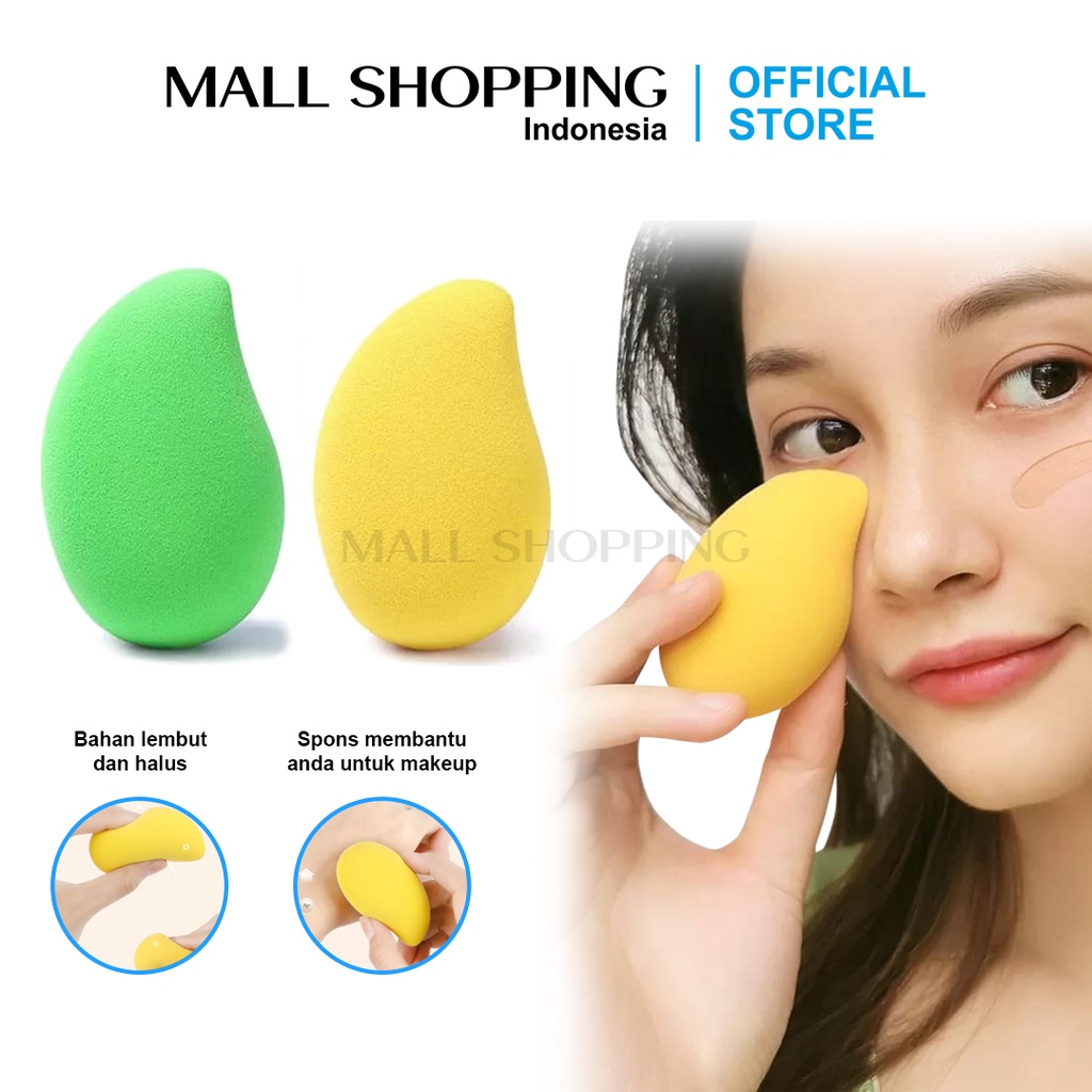 Beauty Blender Makeup Blender Sponge Puff Bentuk Mangga Super Lembut 1 PCS MALLSHOPPING