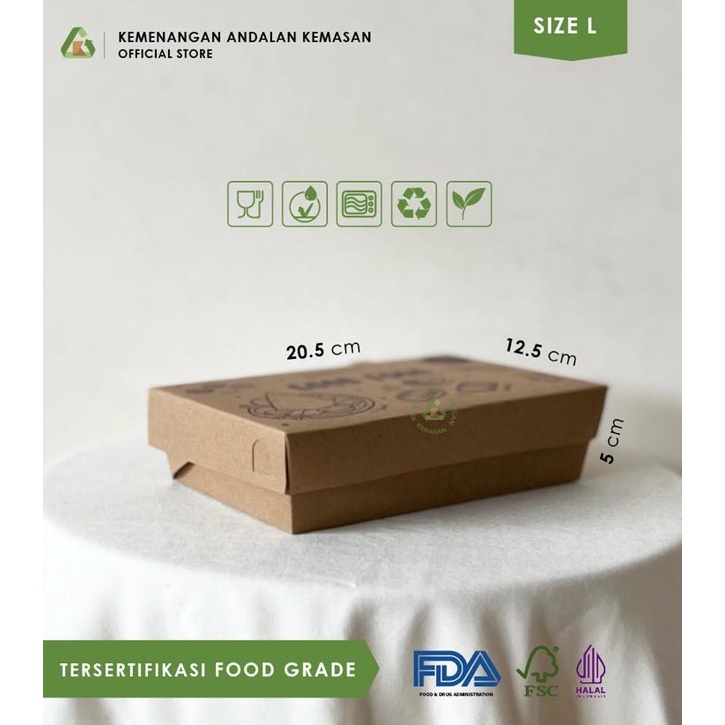 Paper Lunch Box Kraft / Kotak nasi ukuran L Design 290 gsm