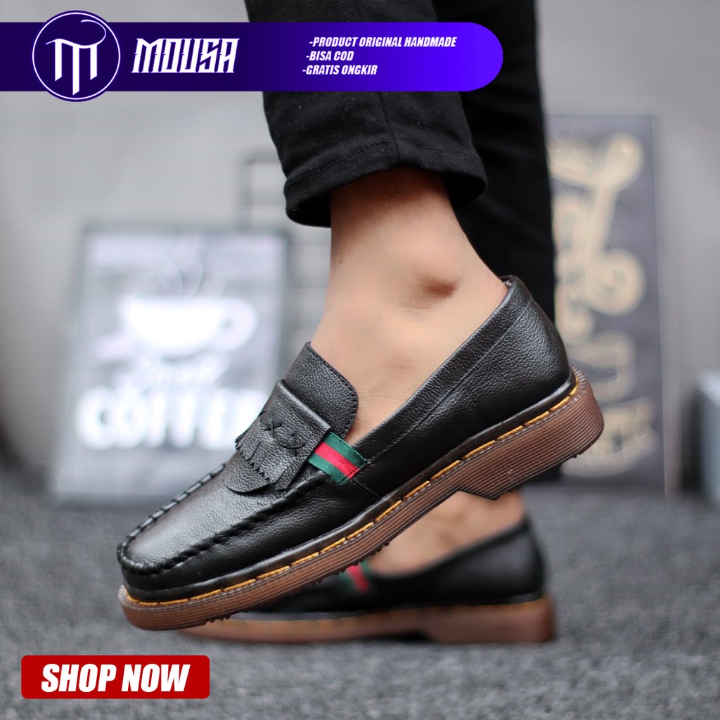 Sepatu Formal Loafers Pantofel Docmart Kerja Pria Kulit Mousa Dumbledore