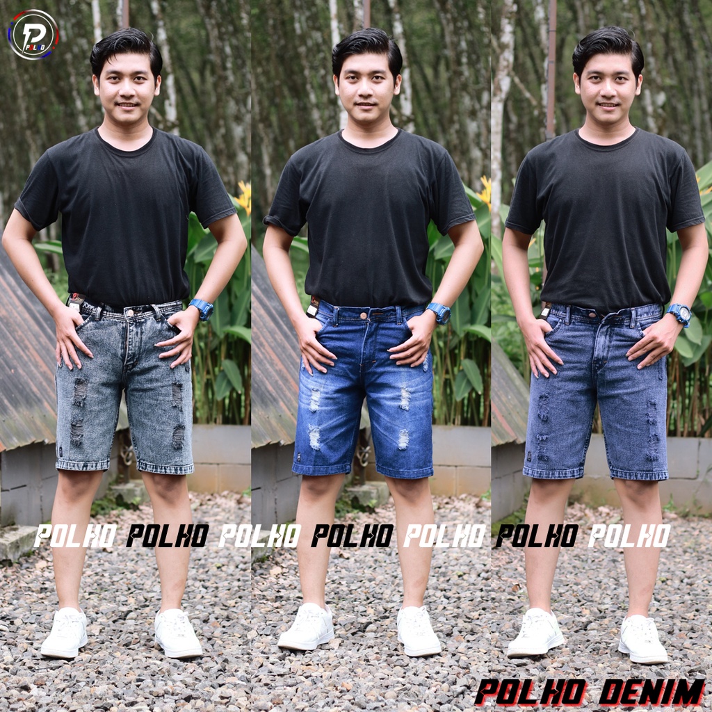 [Bisa COD]Celana Jeans Pendek Sobek Pria Wisker Jeans Pendek Ripped Robek Pria Premium Distro