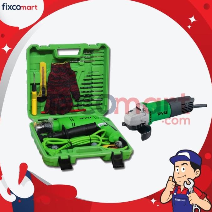 PAKET RYU MESIN BOR TEMBOK RID 13-1 REB & MESIN GURINDA RSG 100-3 fixco