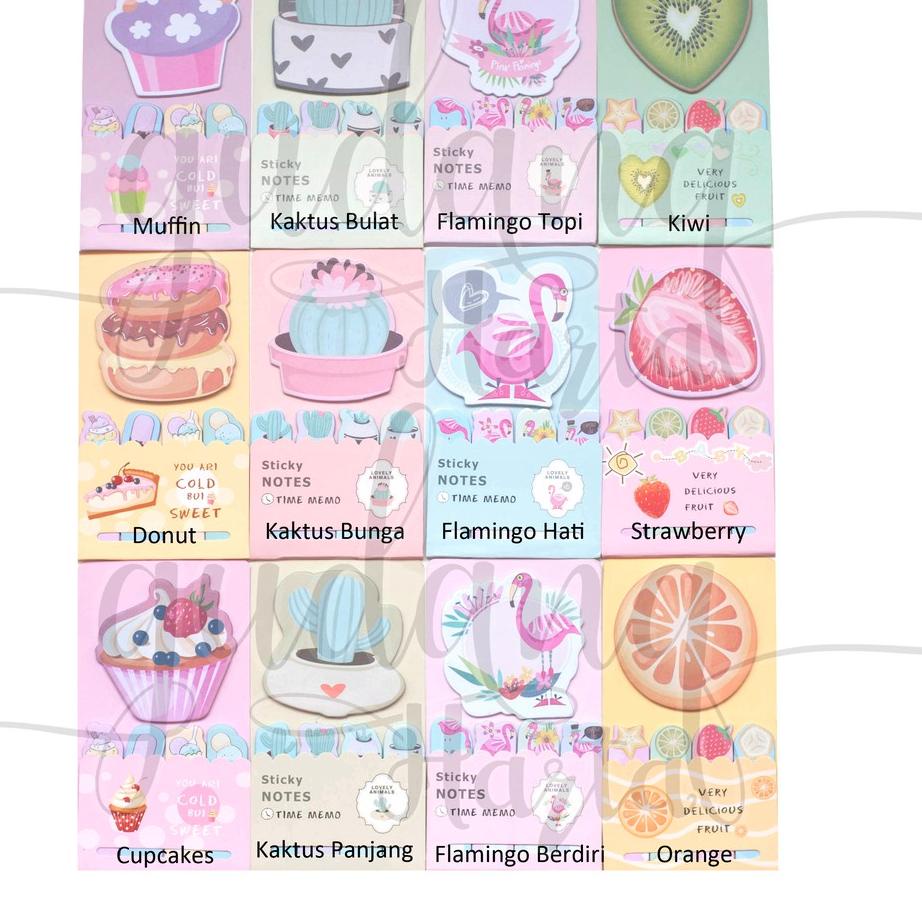 

⇆ Sticky Notes Flamingo Kaktus Roti Buah Lucu Memo Unik Note GH 301103 ㊟