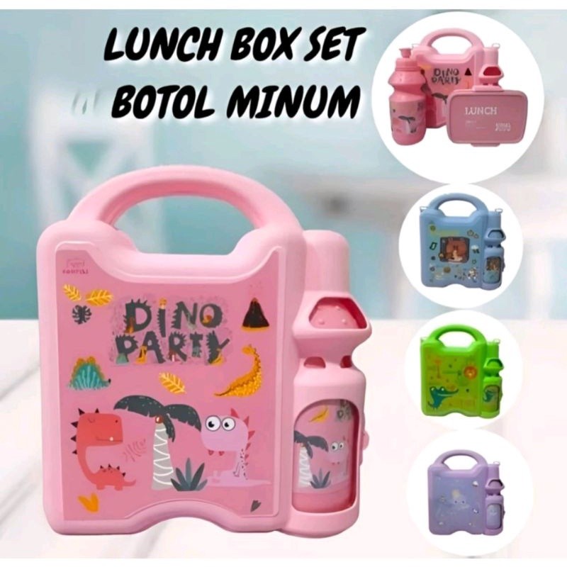 Lunchbox Set Anak Model Tas Koper Kotak Makan Anak Botol Minum 2in1