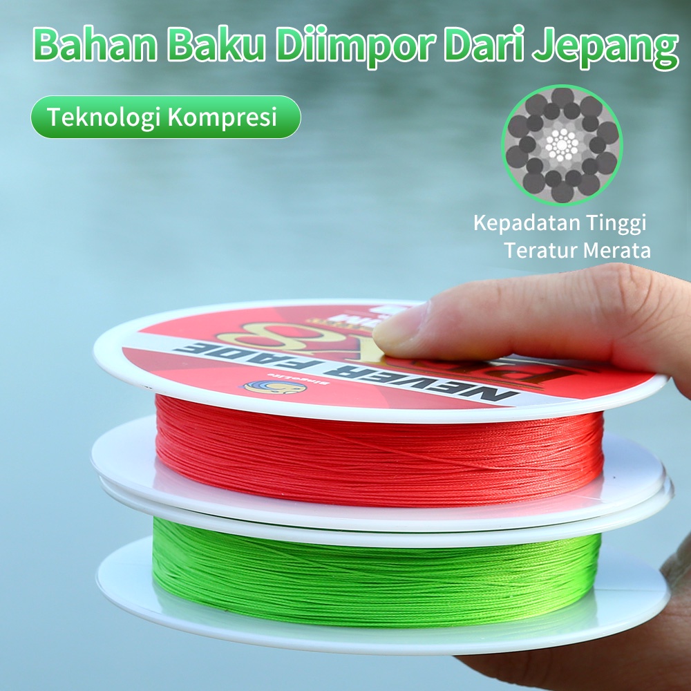 Senar Pancing x8 PE 200m Jepang Never Fade Jalinan Fishing Line Super Kuat Tahan Bahan