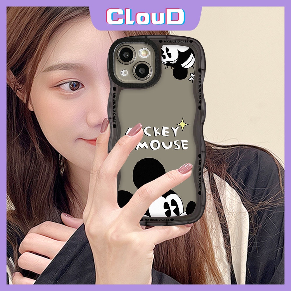 Case Kompatibel Untuk iPhone 11 Pro Max 7Plus 6Plus 13 11 12 14 Pro Max X XR XS Max8 7 6s 6 14 Plus SE 2020lembut Tpu Lucu Kartun Disney Mickey Mouse Wavy Edge Couple Cover