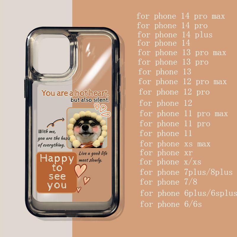 Couple Cute Dog Shockproof Soft Phone Case Compatible for IPhone Casing 14 11 13 12 Pro XS Max X XR 7 8 6 6S Plus Transparent TPU Cover